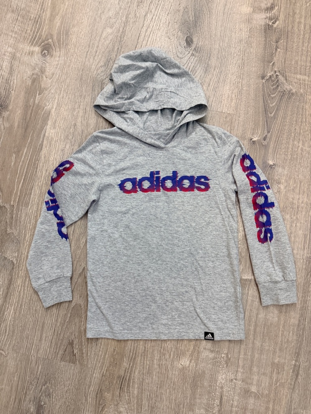 adidas Gray Hooded Long Sleeve Tee Size 7